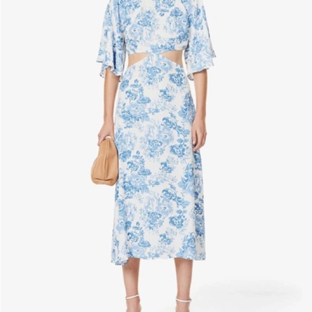 Reformation Cream and Blue Floral Dress